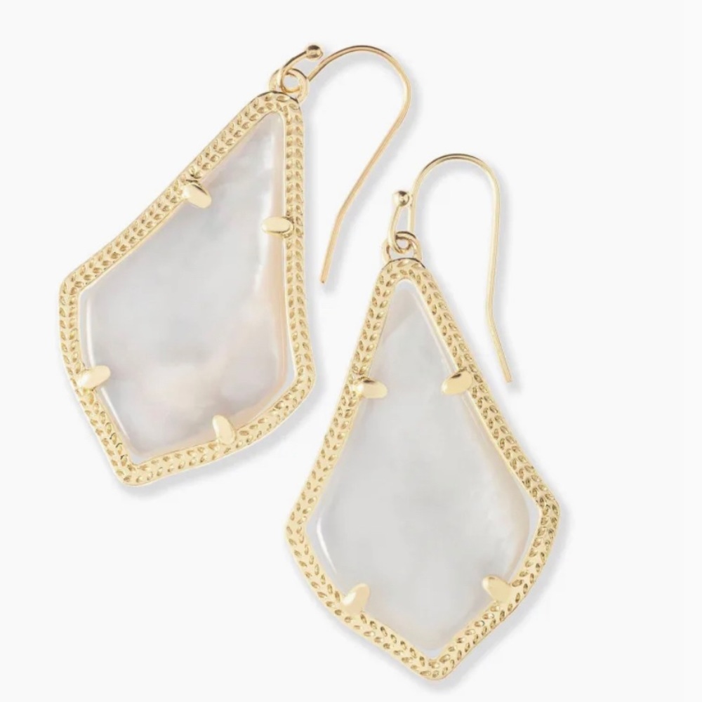 Kendra Scott Alex Gold Drop Earrings in Ivory Mother of Pearl